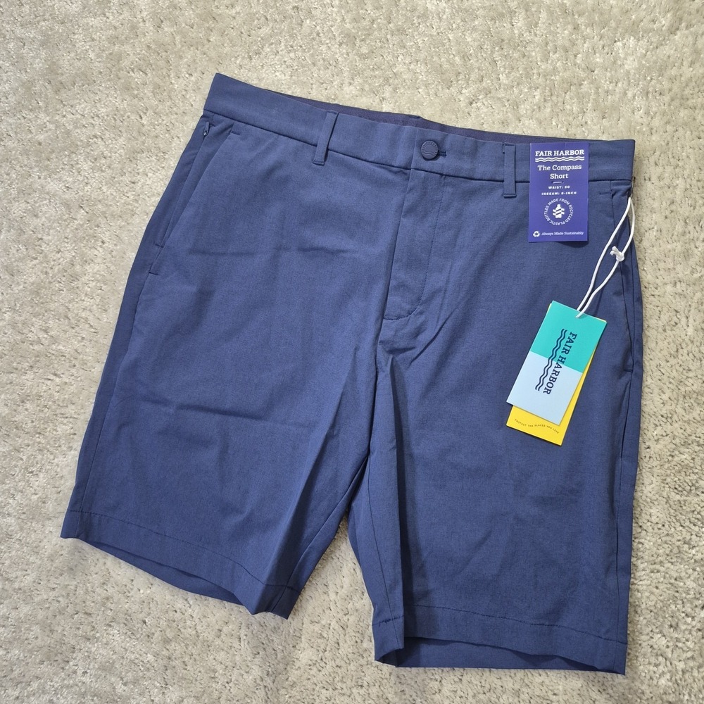 Fair Harbor Compass Short Mens 30 Blue Performance Golf Chino Outdoor Hiking New
